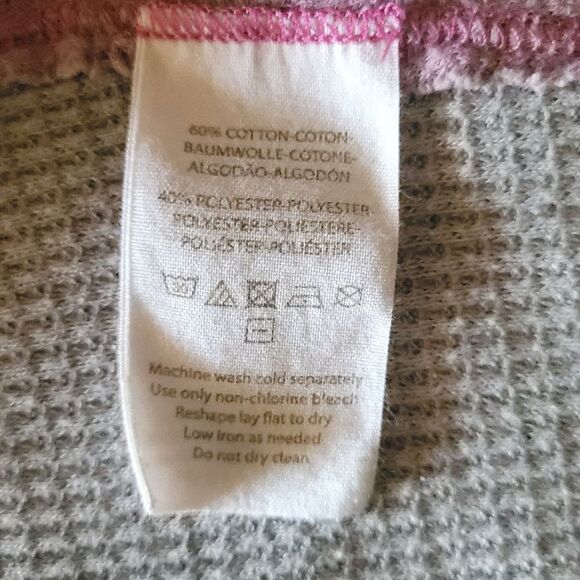 Free People We The Free Long Sleeve Oversized Waffle Thermal Grey/Pink Womens XS - Picture 6 of 10